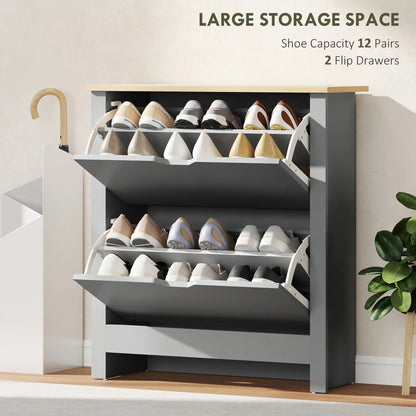 Shoe Storage Cabinet, 2 Flip Drawers, Adjustable Shelves, Light Grey Shoe Storage Cabinets & Racks at Gallery Canada