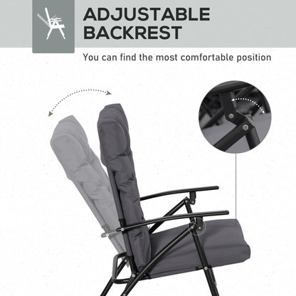 Outdoor Folding Chairs, Adjustable Backrest, Padded, Set of 2, Grey Patio Chairs at Gallery Canada