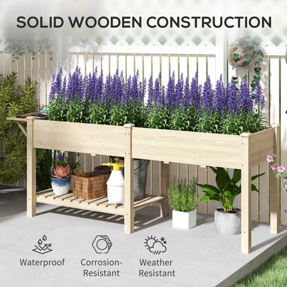 Raised Garden Bed, Wood Planter Box with Side Table, Natural Raised Garden Beds at Gallery Canada