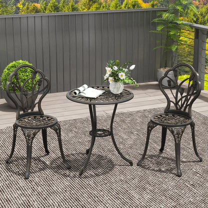 3PCs Patio Bistro Set, Cast Aluminum Table and Chairs, Bronze Bistro Sets at Gallery Canada