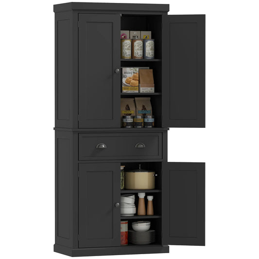 Standing Kitchen Cabinet, 2 Drawers, MDF Board, Black Kitchen Pantry Cabinets Black at Gallery Canada