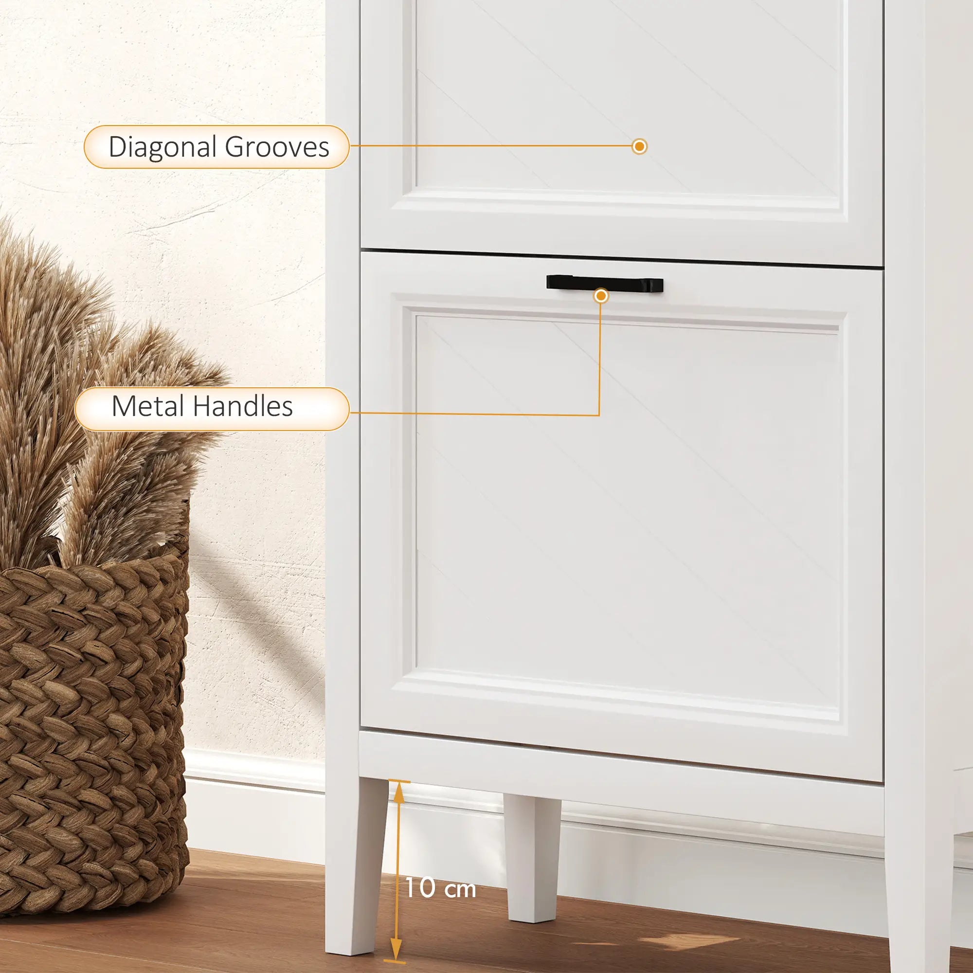 Shoe Cabinet with 3 Flip Drawers, Farmhouse Narrow Shoe Storage Cabinet with Adjustable Shelves, White Shoe Storage Cabinets & Racks at Gallery Canada