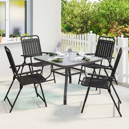 Folding Garden Chairs, Set Of 4, Steel Frame With Armrests, Black Patio Chairs at Gallery Canada
