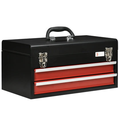 8.7" Portable Metal Tool Box, 2 Drawer Lockable Chest, Red Tool Organizers at Gallery Canada