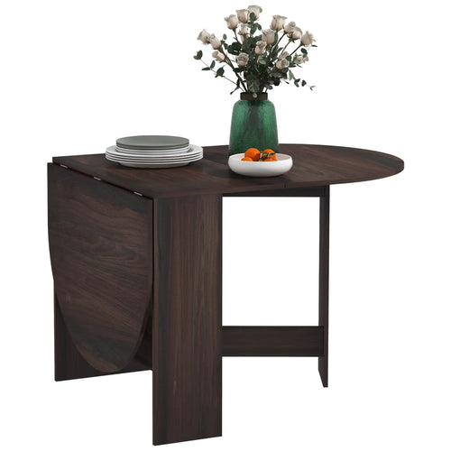 Oval Folding Dining Table, Drop Leaf Kitchen Table, Distressed Brown, Brown