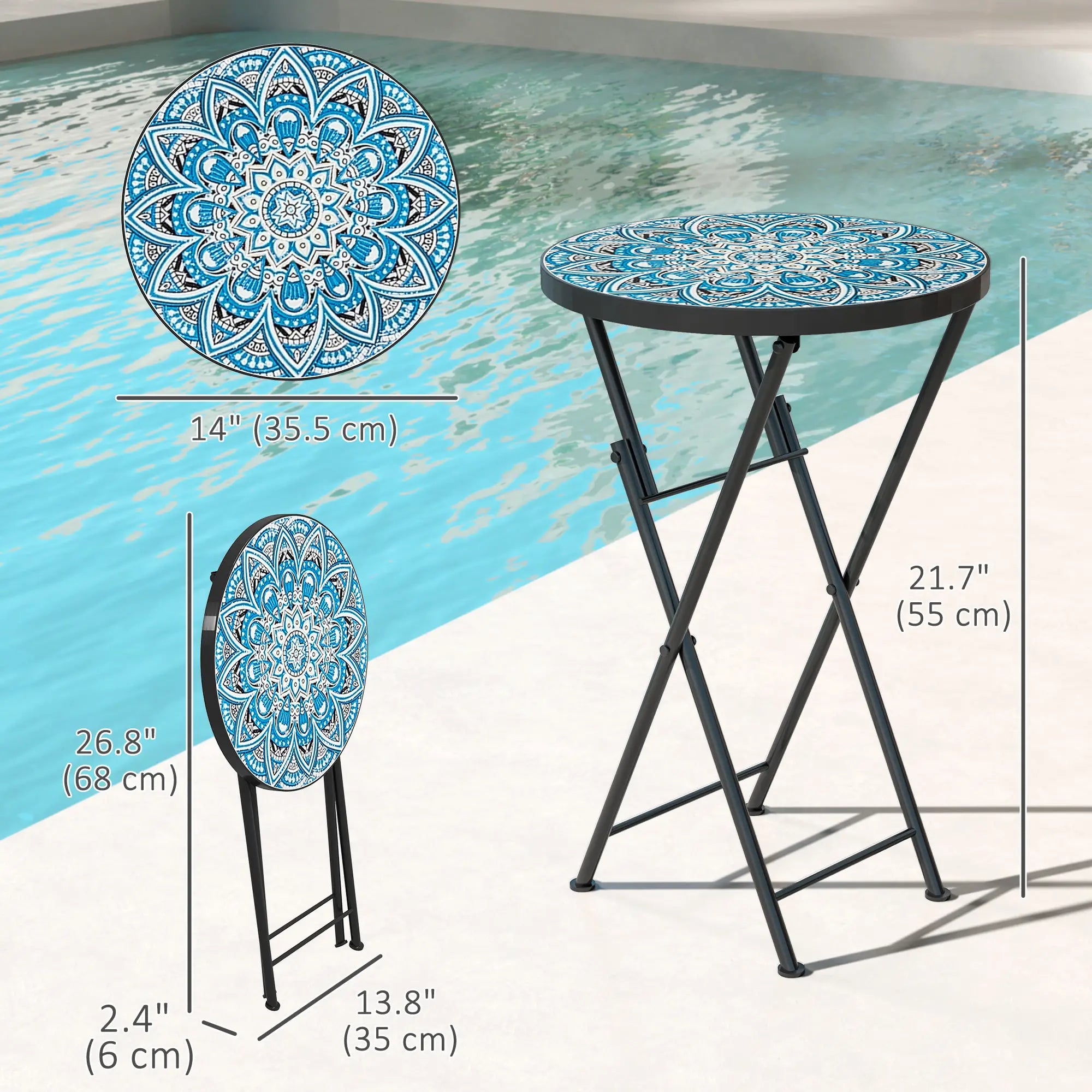 Mosaic Outdoor Patio Side Table, 14