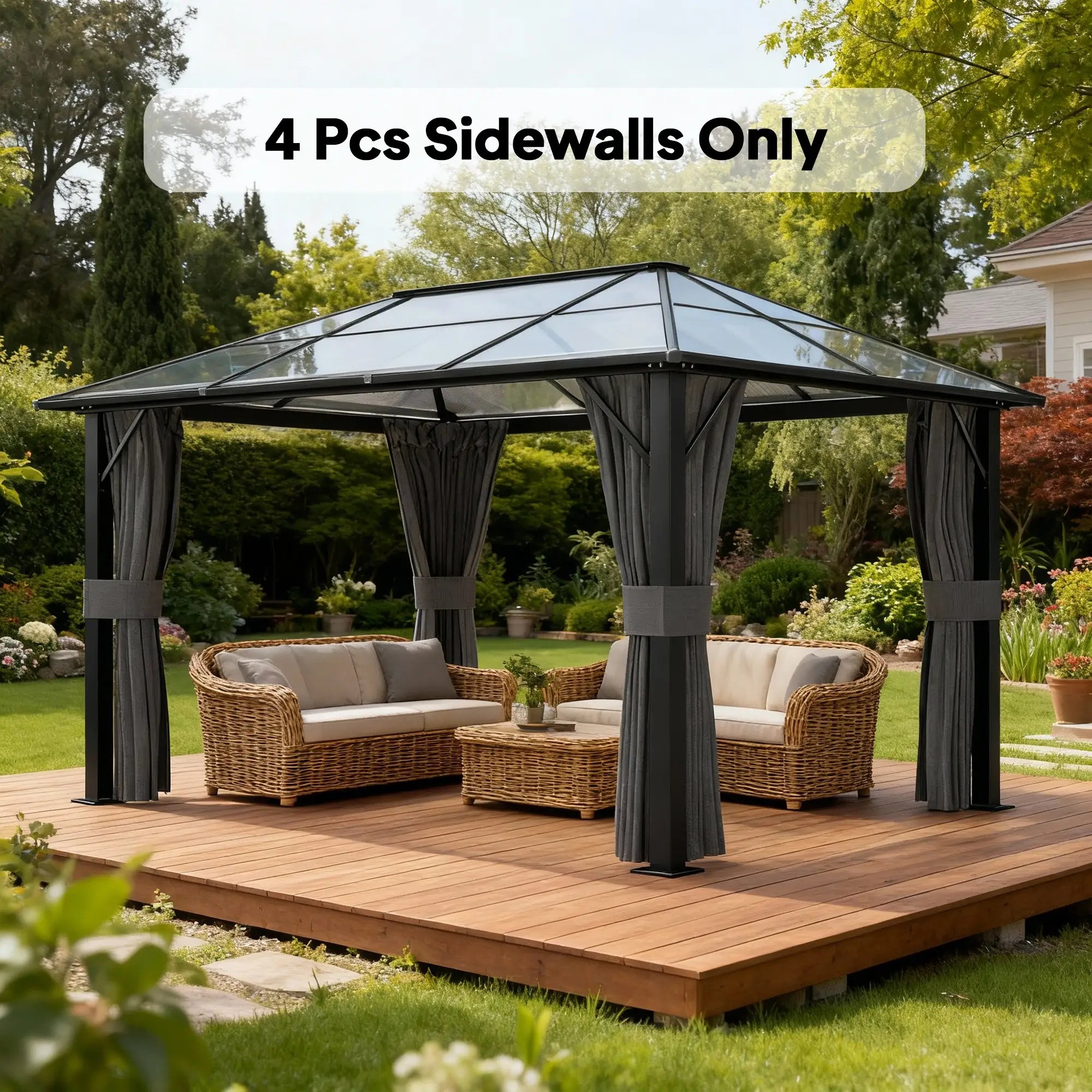 10' x 12' Gazebo Sidewall Set, 4 Panels, Grey Gazebo Sidewalls at Gallery Canada