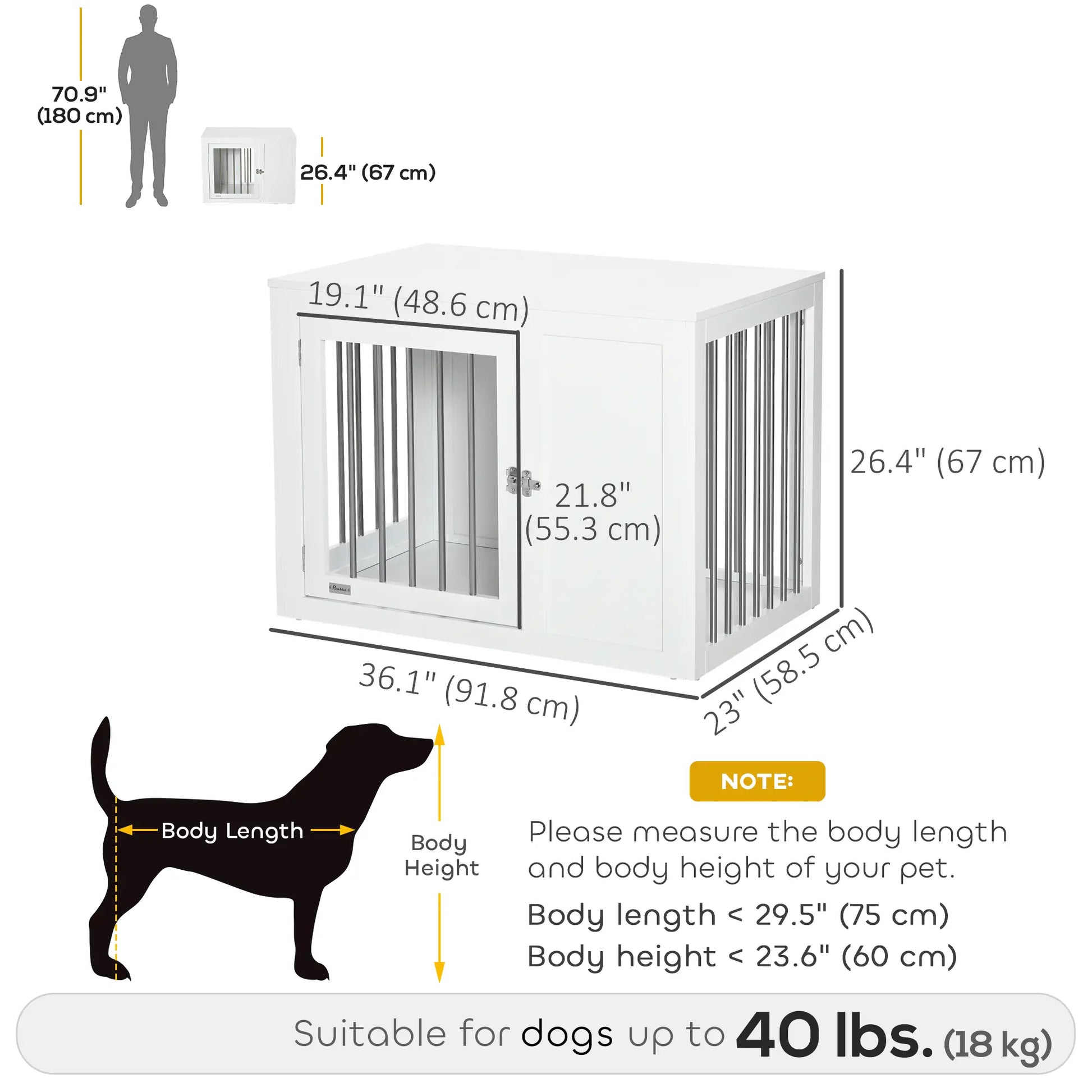 2-in-1 Dog Cage and Side Table, Two Lockable Doors, Medium Size, White Houses, Kennels & Pens at Gallery Canada