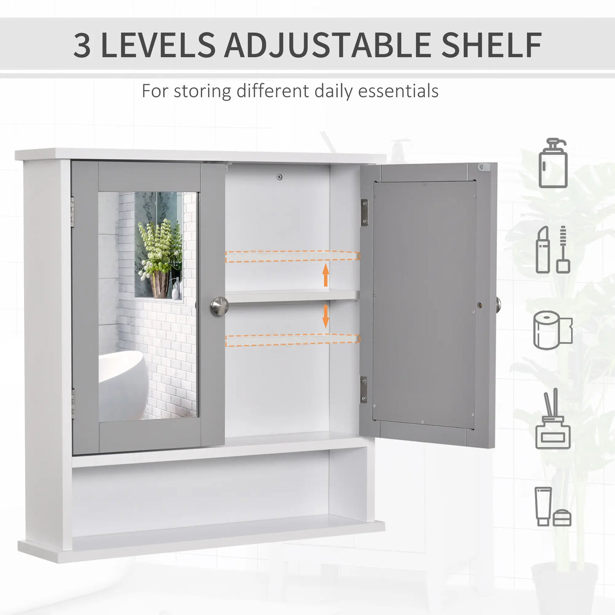 3-Piece Bathroom Set, Tall and Small Cabinets, Wall Mount Mirror, White Storage Cabinets at Gallery Canada