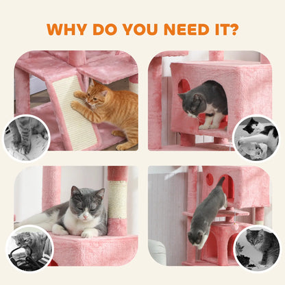 63" Cat Tree, Multi-Level Tower With Scratching Posts, Condos, Bed, Pink Multi-Level Cat Towers at Gallery Canada