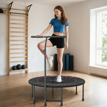 39" Mini Exercise Trampoline, Adjustable T-Bar, Indoor Fitness Rebounder, Black Trampolines at Gallery Canada
