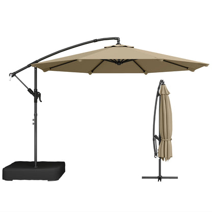 9.6 ft Offset Patio Umbrella, Sandbag, 360° Rotation, Khaki Offset Cantilever Umbrellas at Gallery Canada