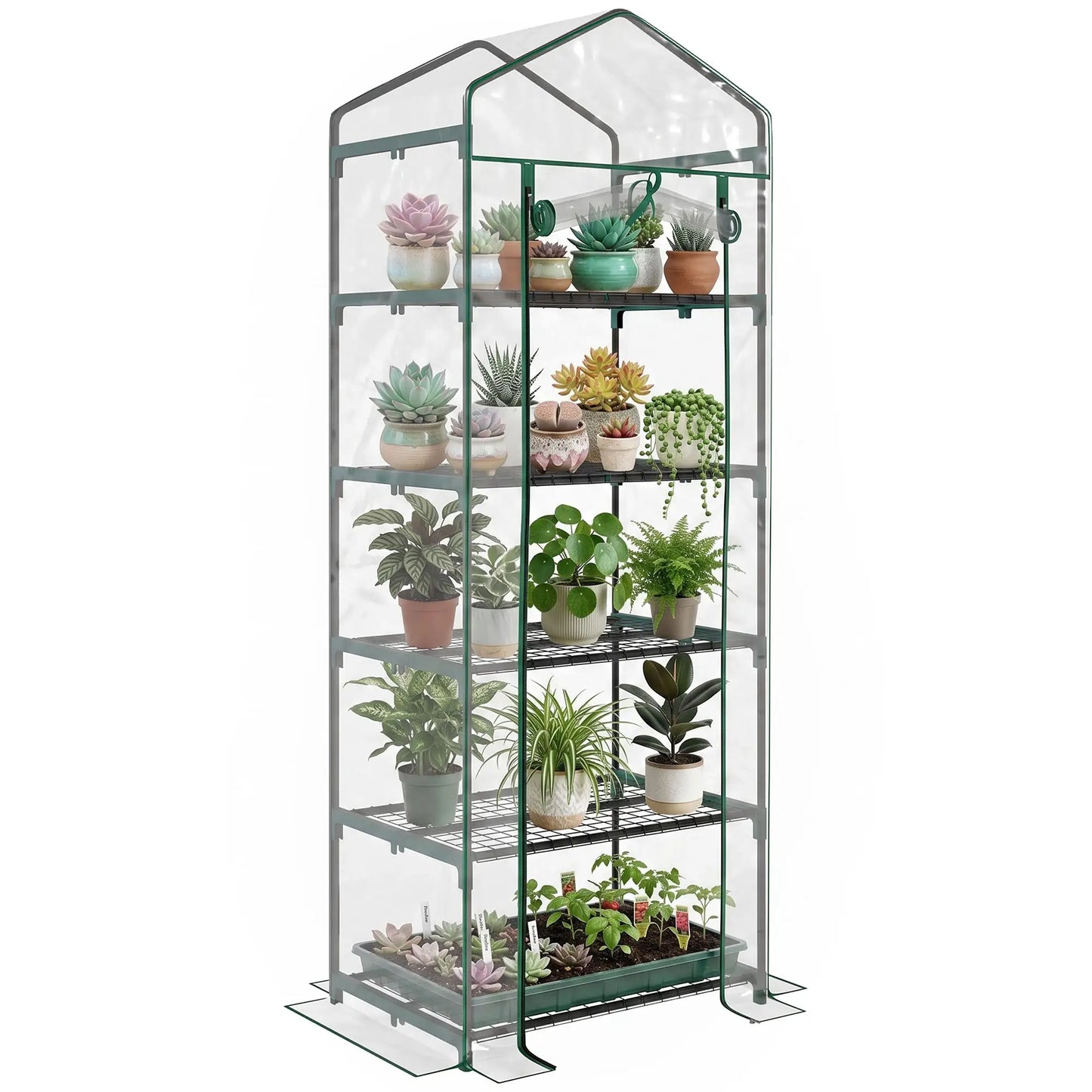 5 Tier Mini Greenhouse, Portable, Transparent, 27.25" x 19.25" x 76", Clear Portable Greenhouses Clear, Dark Green at Gallery Canada