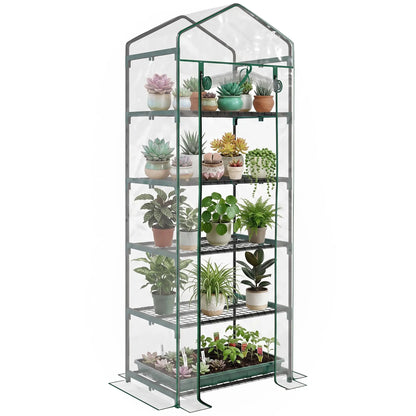 5 Tier Mini Greenhouse, Portable, Transparent, 27.25" x 19.25" x 76", Clear Portable Greenhouses Clear, Dark Green at Gallery Canada