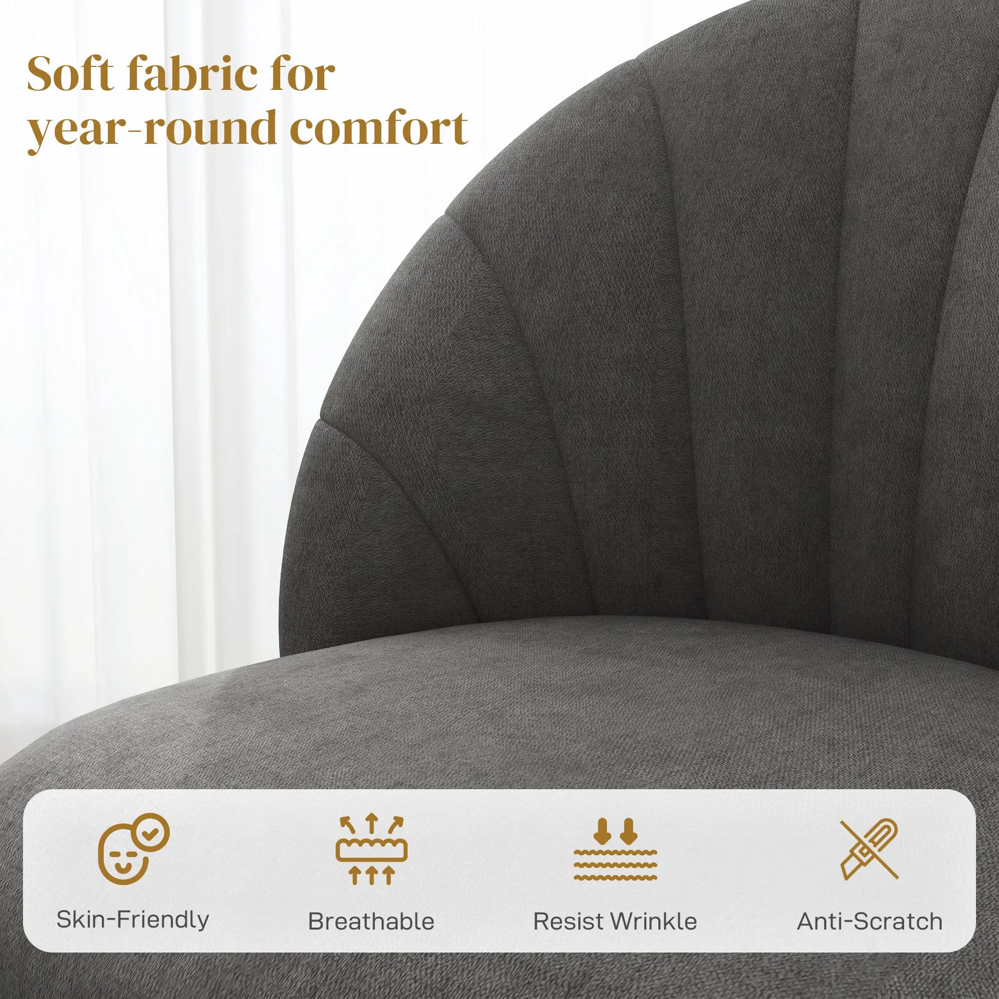 Modern Dining Chairs Set of 4, Upholstered, Metal Legs, Dark Grey Dining Chairs at Gallery Canada