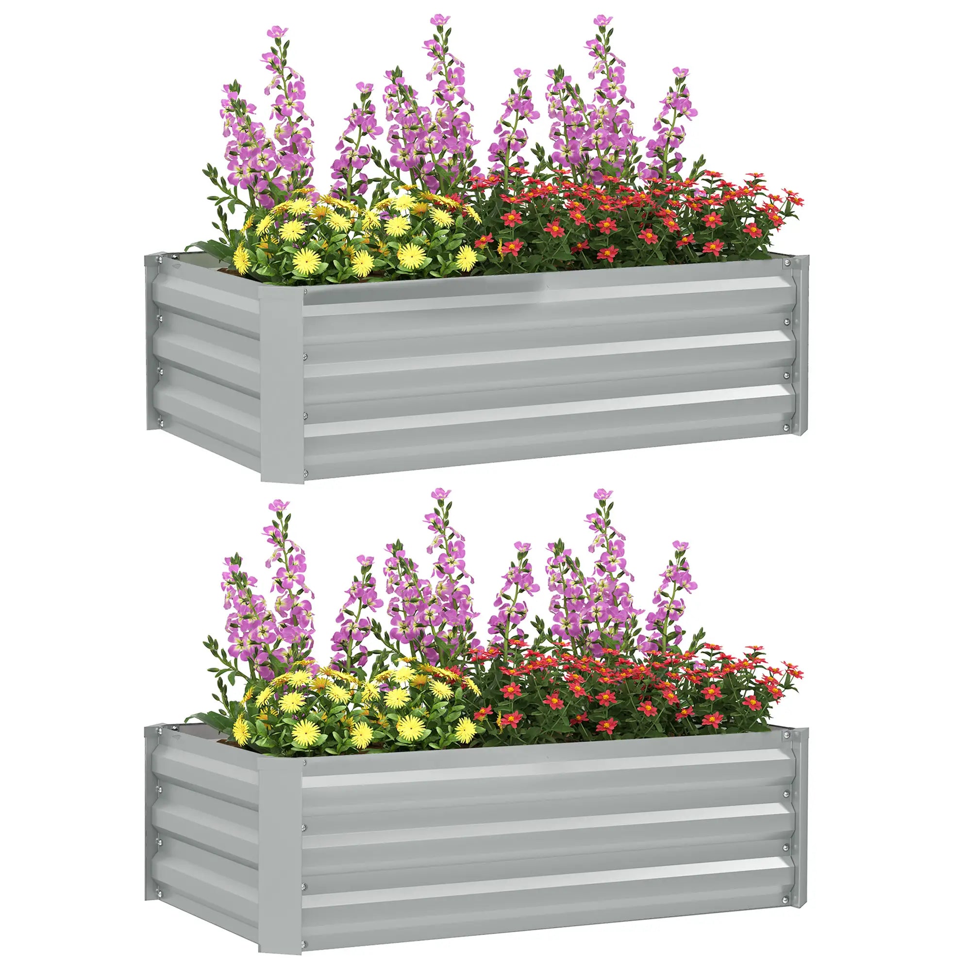 Set of 2 Galvanized Raised Garden Beds, Outdoor Planter Box, Light Grey Raised Garden Beds at Gallery Canada
