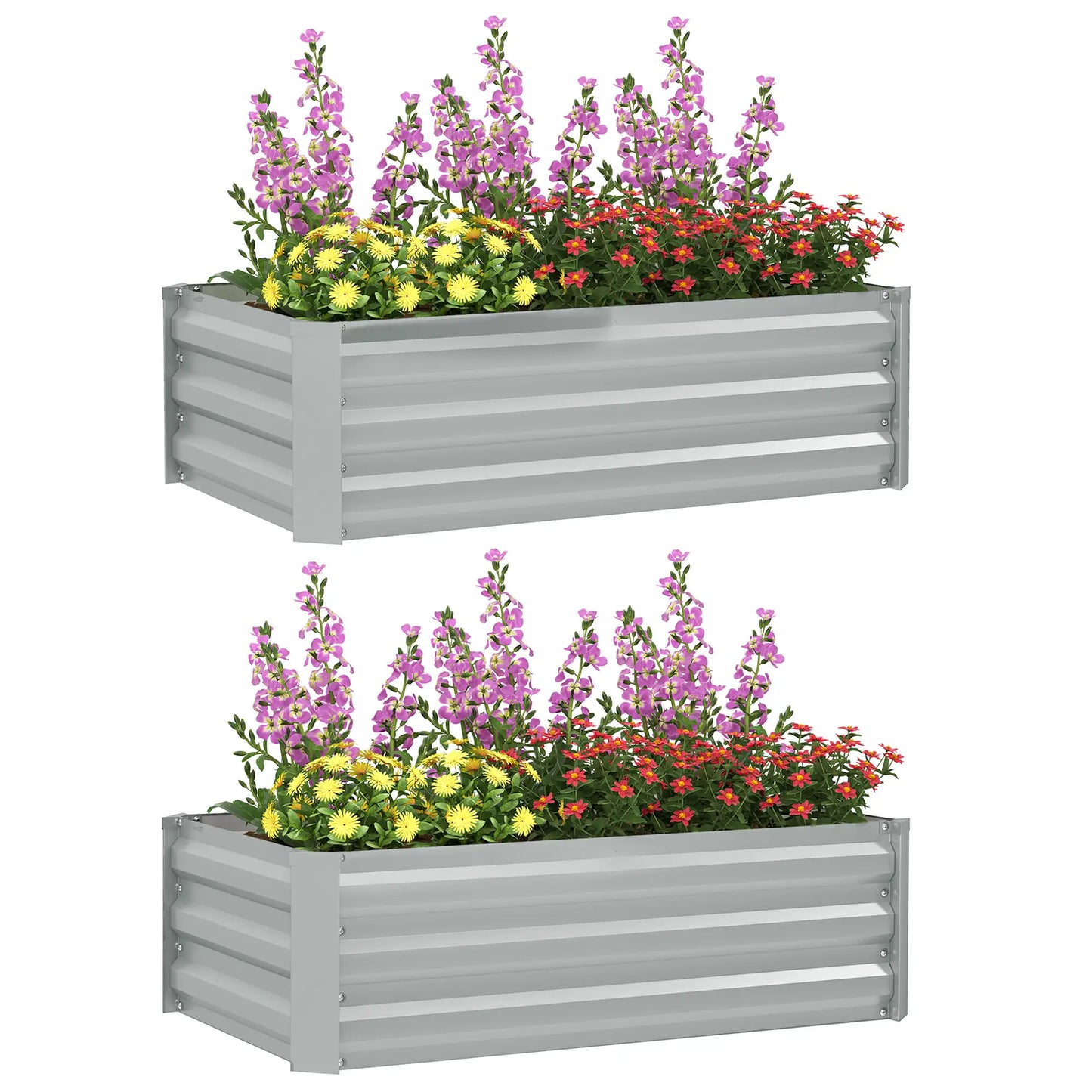 Set of 2 Galvanized Raised Garden Beds, Outdoor Planter Box, Light Grey Raised Garden Beds at Gallery Canada