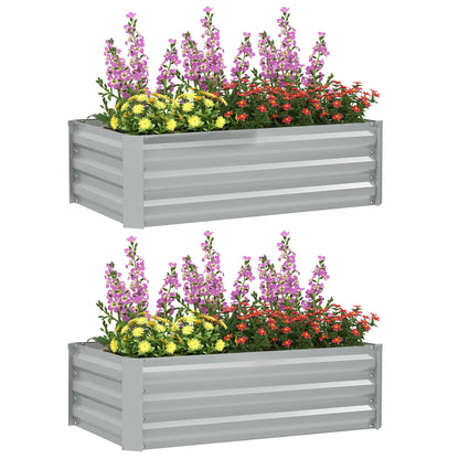 Set of 2 Galvanized Raised Garden Beds, Outdoor Planter Box, Light Grey Raised Garden Beds at Gallery Canada