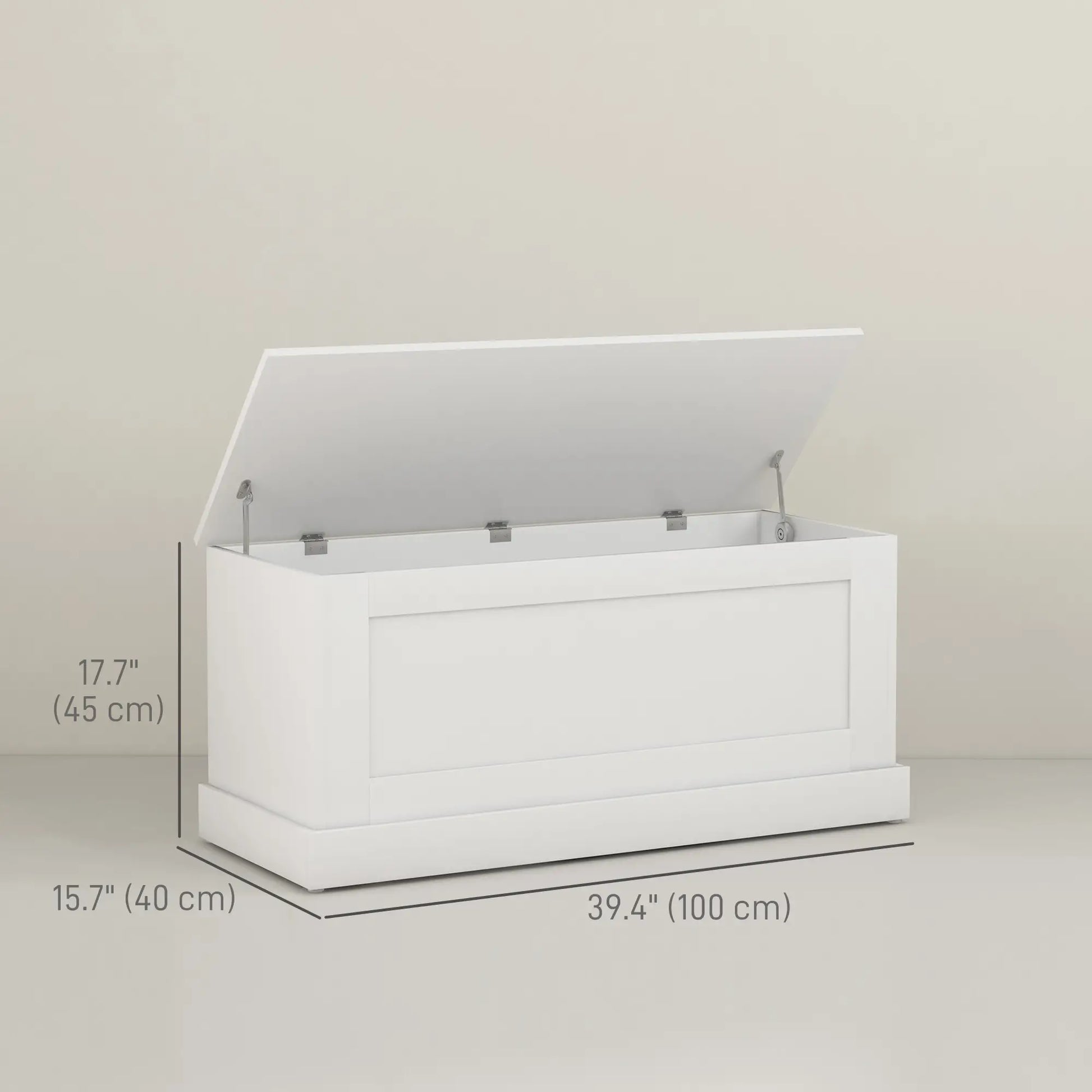 39.4 Inches Storage Chest, Wooden Box, Wood Grain, White Storage Cabinets at Gallery Canada