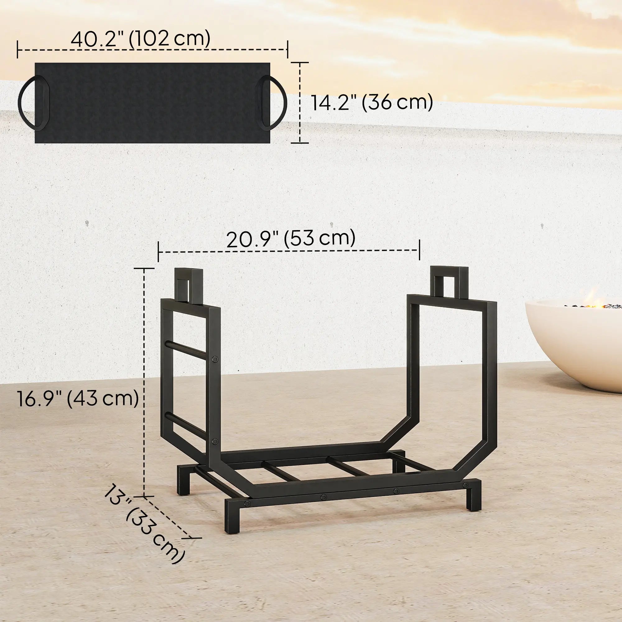 Firewood Rack Outdoor, Heavy-Duty Log Holder with Tote Bag Firewood Racks at Gallery Canada