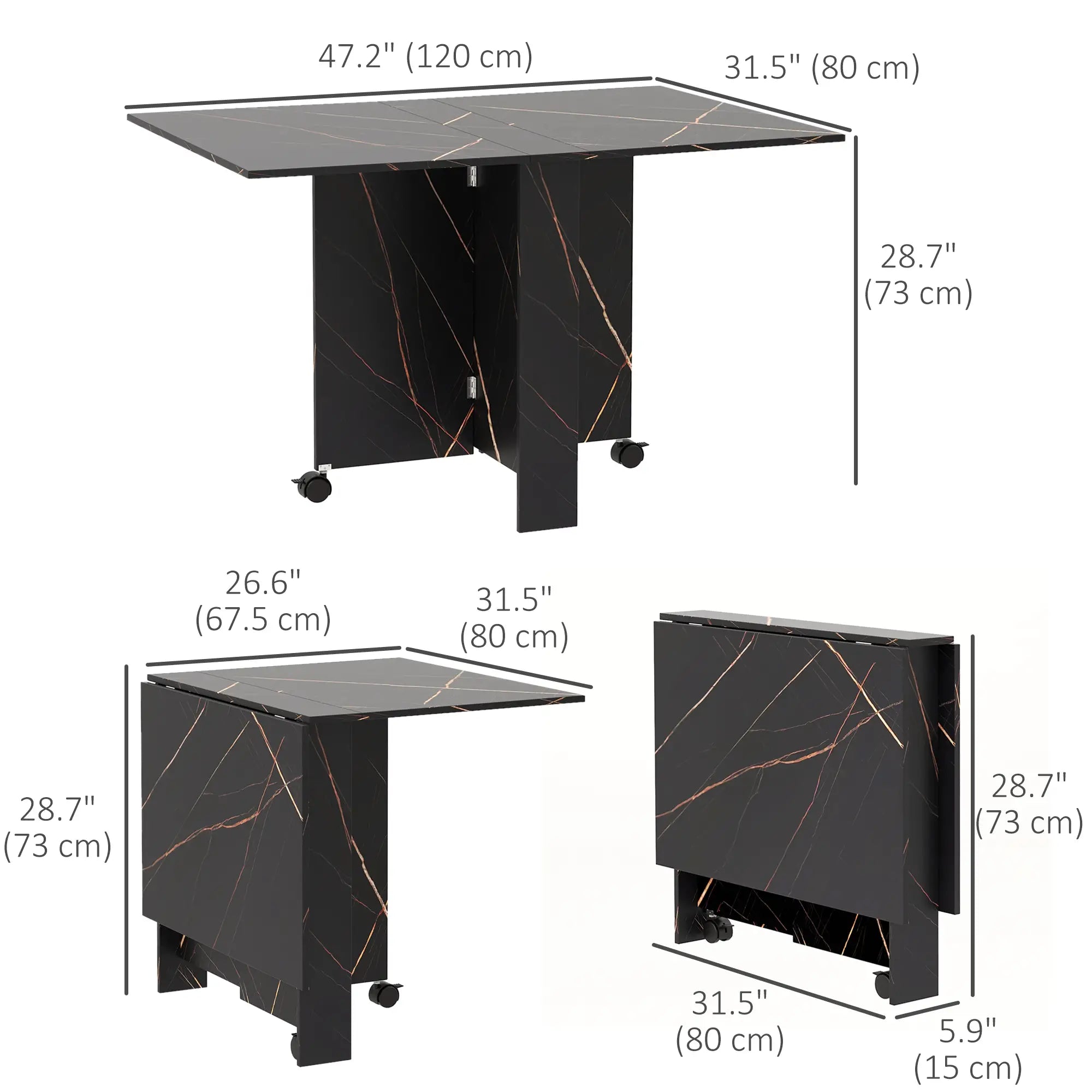 Foldable Drop Leaf Dining Table, 2 Wheels, Kitchen Desk Bar Tables & Dining Tables at Gallery Canada