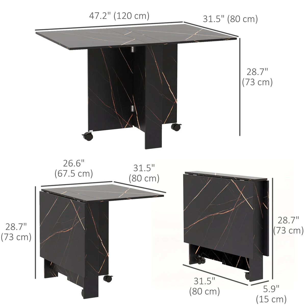 Foldable Drop Leaf Dining Table, 2 Wheels, Kitchen Desk Bar Tables & Dining Tables at Gallery Canada