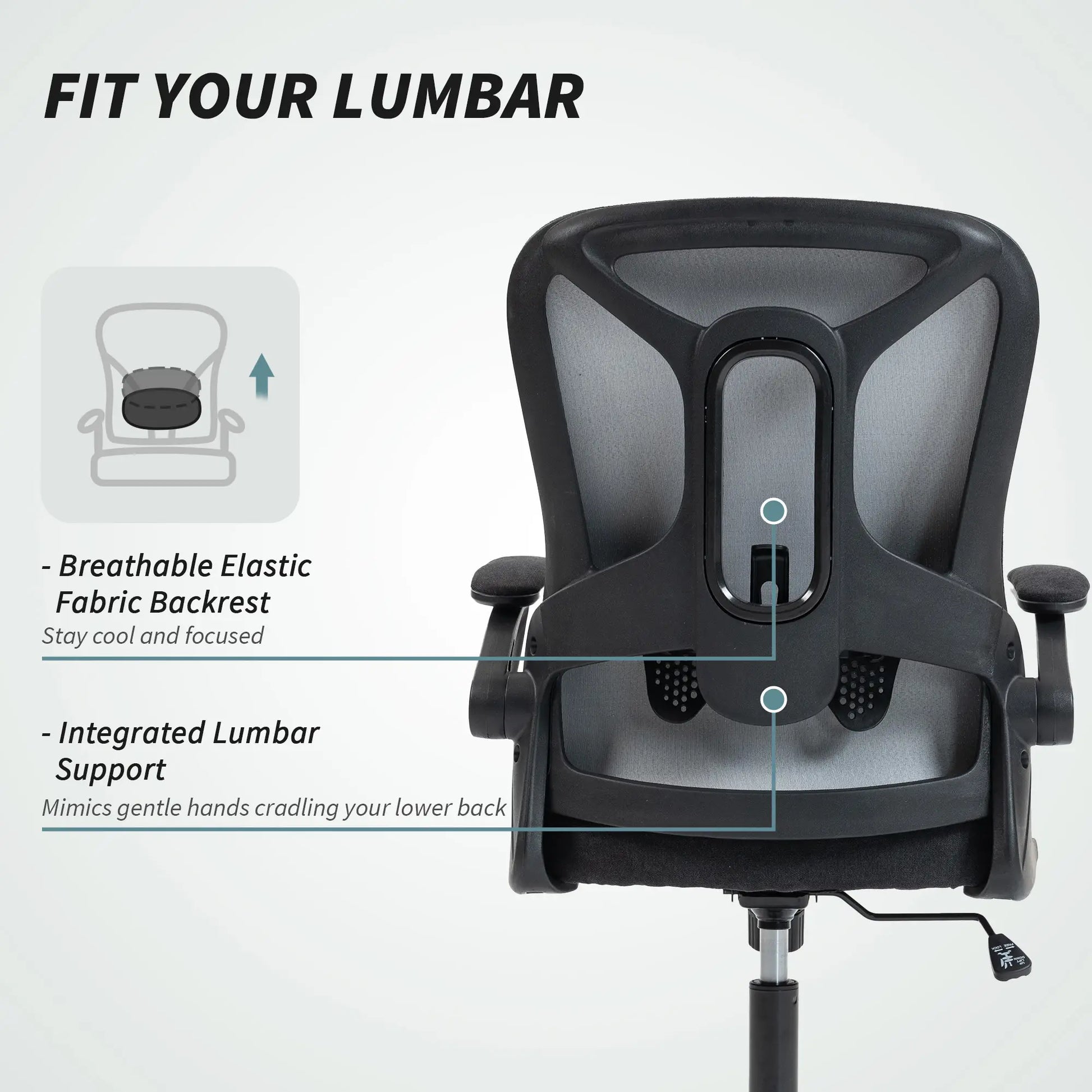 Ergonomic Office Chair, Adjustable Lumbar Support, Flip Up Armrests, Black Task Chairs at Gallery Canada