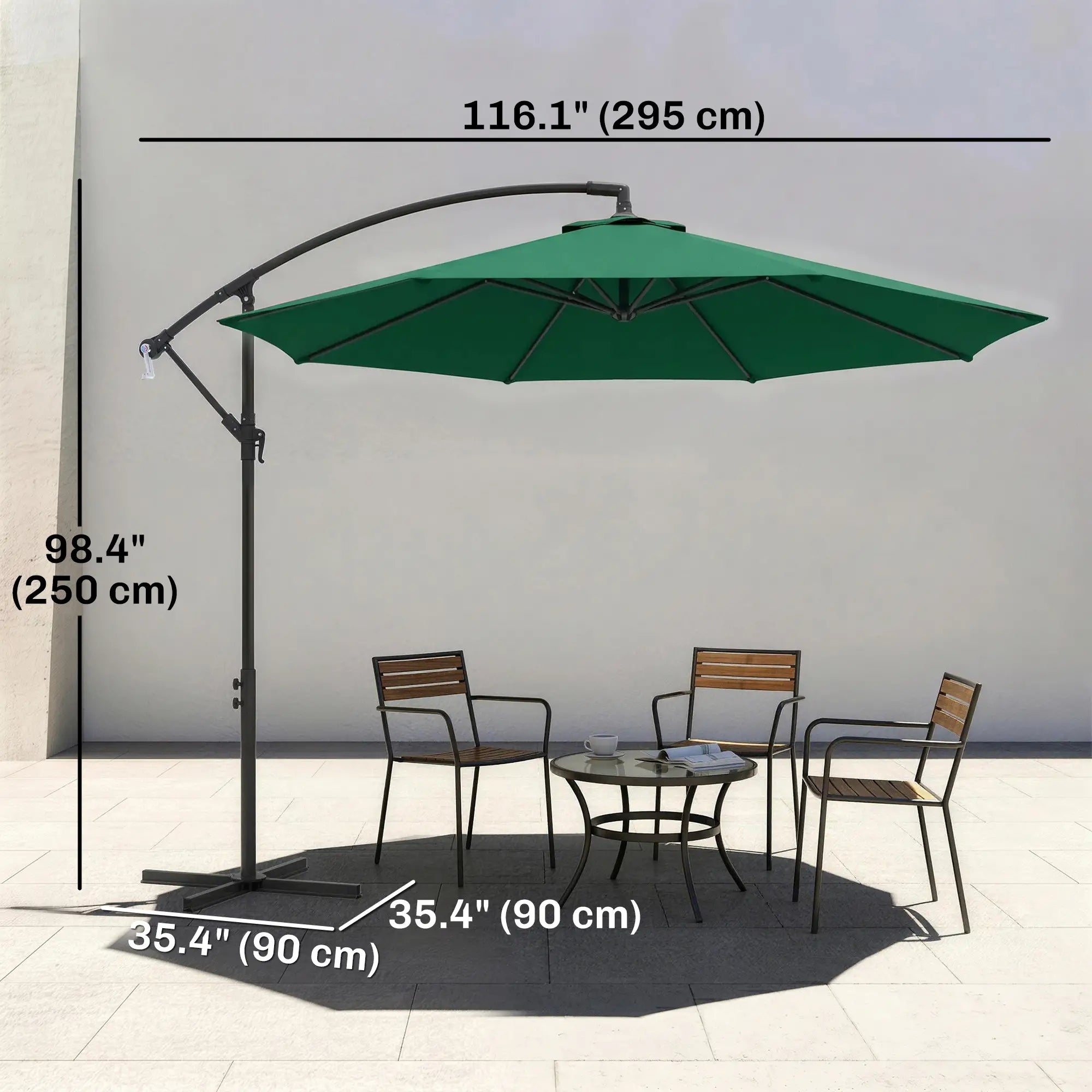 10' Deluxe Patio Umbrella, Offset Sunshade with Crank, Dark Green Cantilever Umbrellas at Gallery Canada