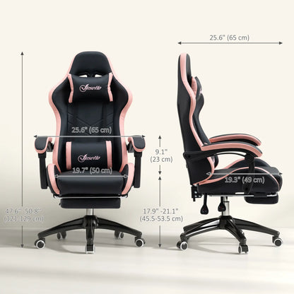 Gaming Chair, PU Leather Office Desk Chair with Footrest, Swivel Wheels, 135° Reclining Back, Black Video Game Chairs at Gallery Canada