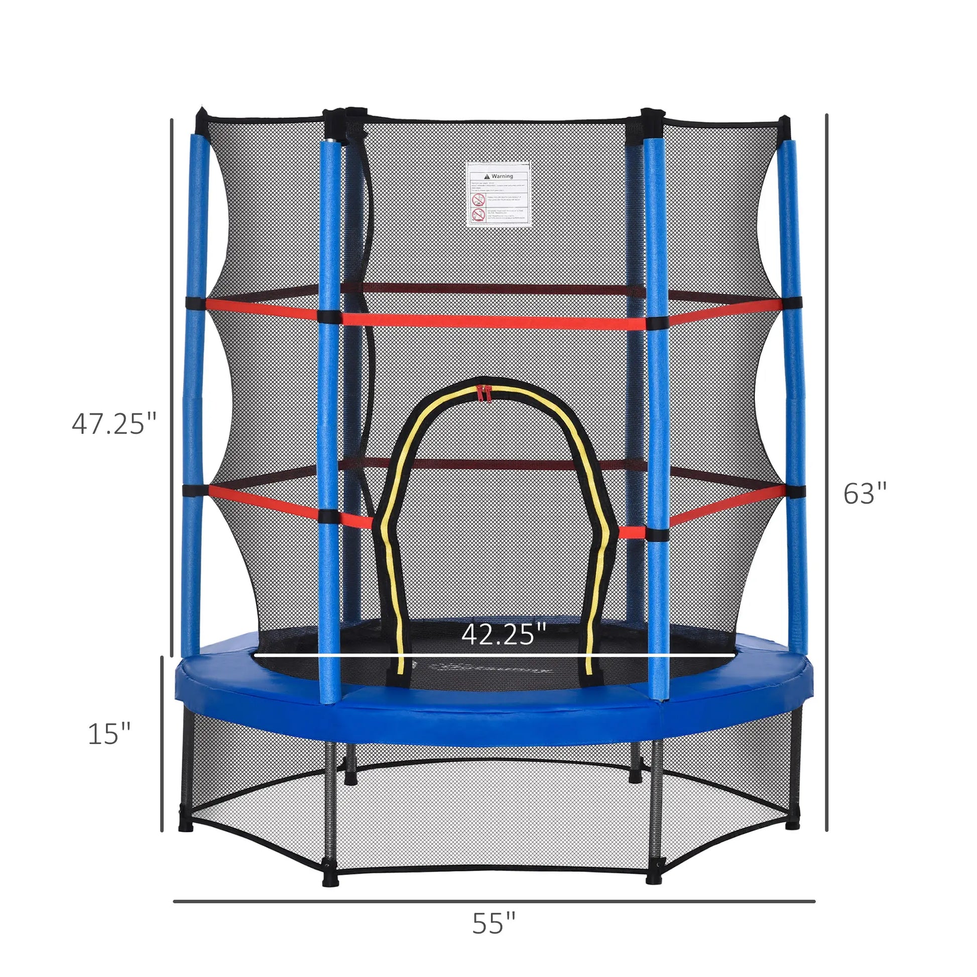 55" Kids Trampoline with Enclosure Net, Indoor/Outdoor, Age 3-6, Blue Trampolines at Gallery Canada
