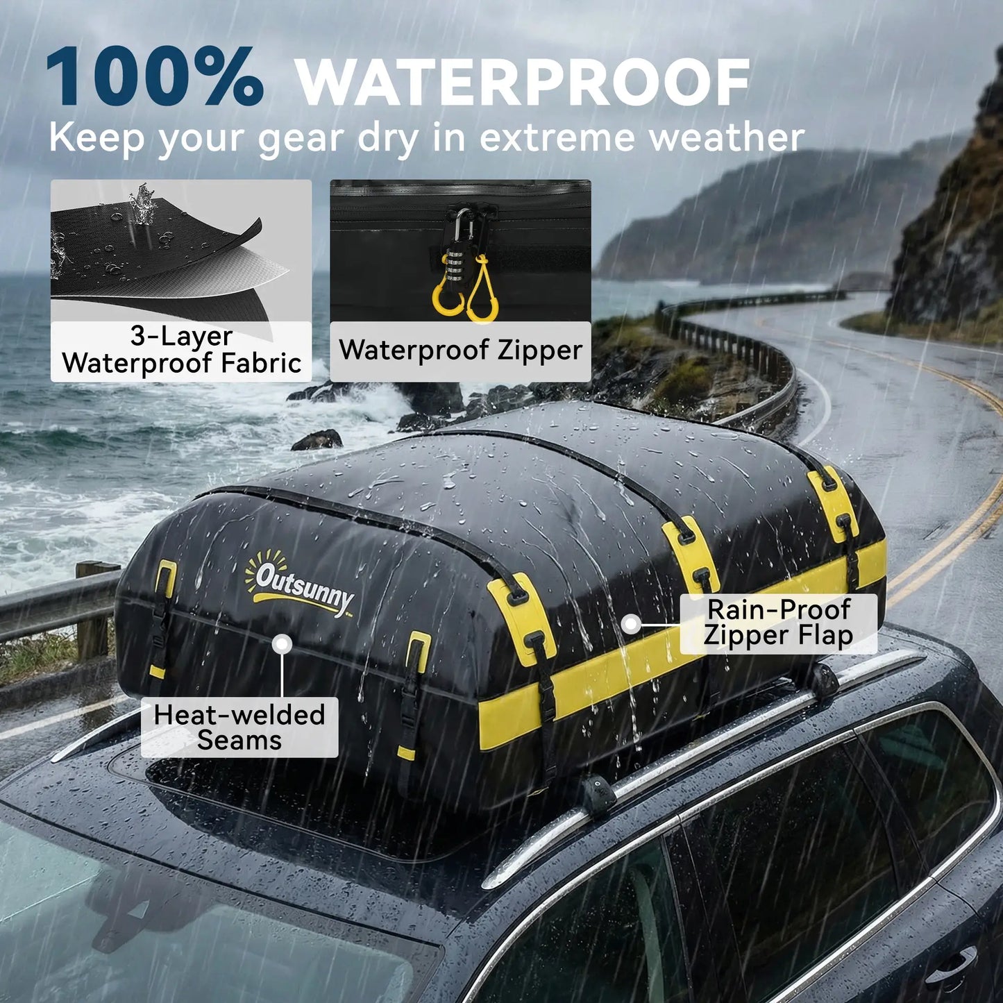 Rooftop Cargo Carrier, 21 Cubic Feet, Waterproof Soft-Shell Storage Bag, Yellow Automotive at Gallery Canada