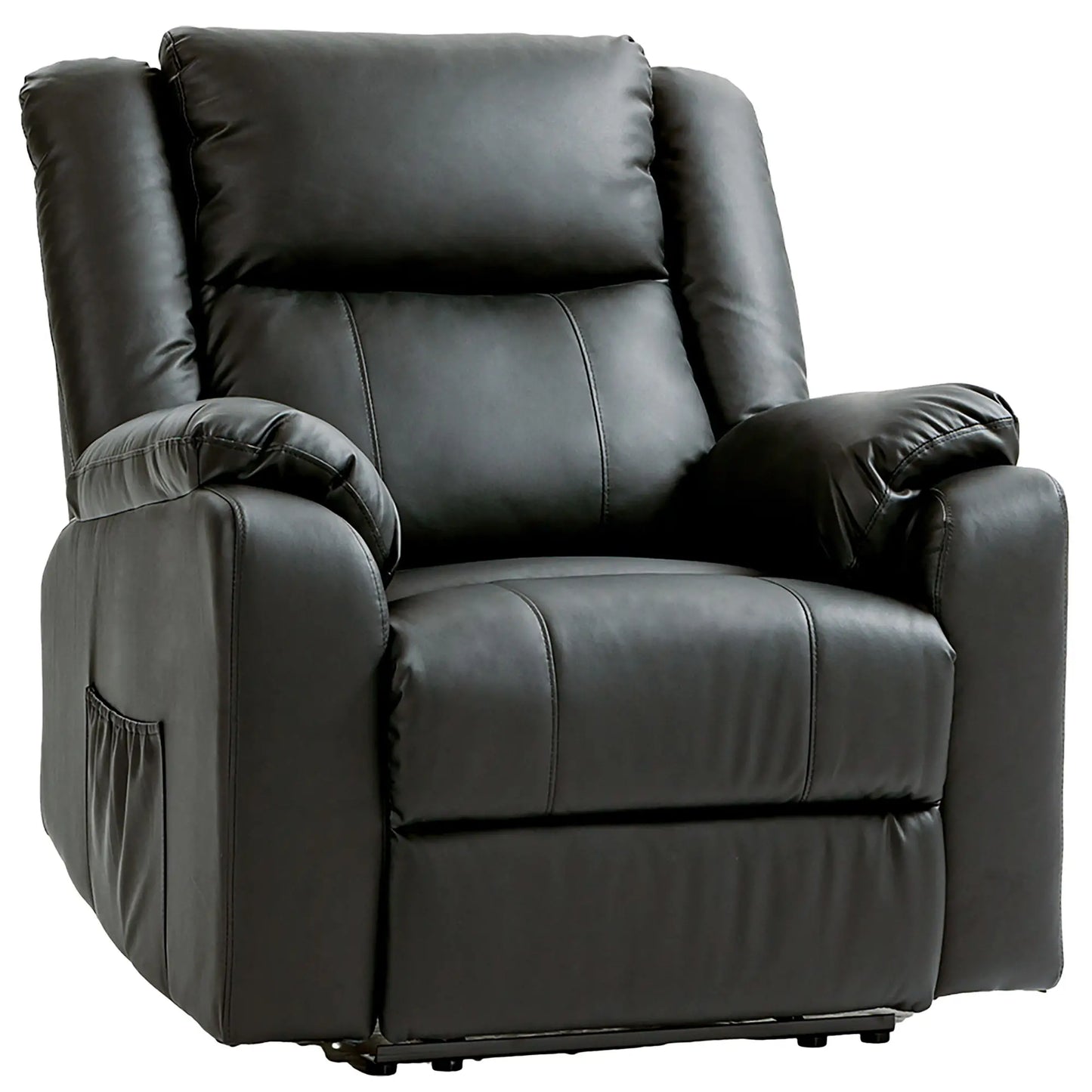 PU Leather Reclining Chair, Recliner Chair for Living Room with Footrest and 2 Side Pockets, Black Single Sofas Black at Gallery Canada
