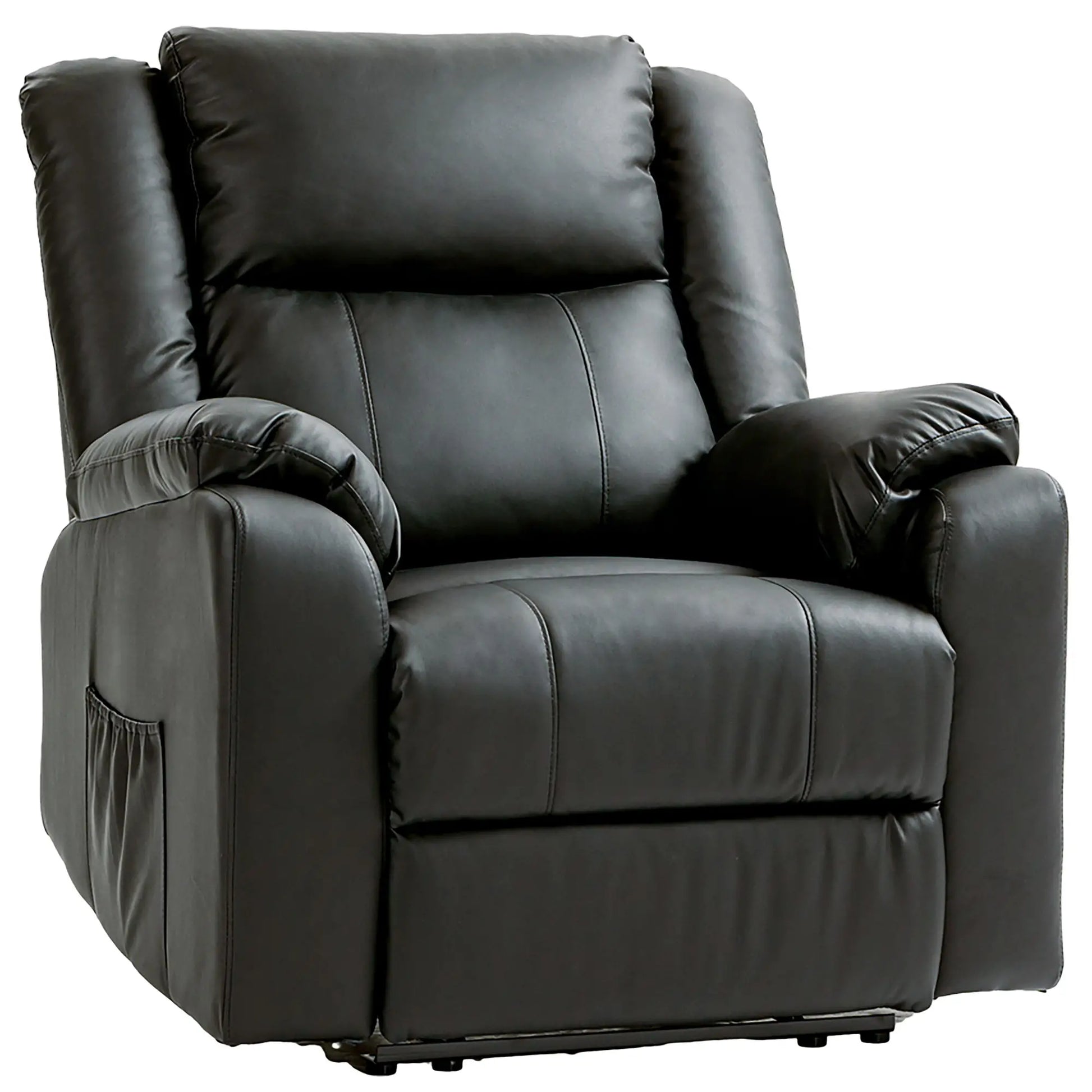 PU Leather Reclining Chair, Recliner Chair for Living Room with Footrest and 2 Side Pockets, Black Single Sofas Black at Gallery Canada