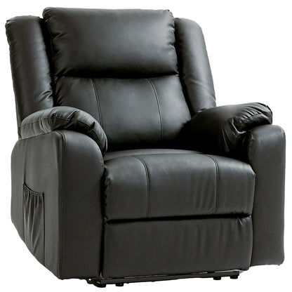 PU Leather Reclining Chair, Recliner Chair for Living Room with Footrest and 2 Side Pockets, Black Single Sofas Black at Gallery Canada