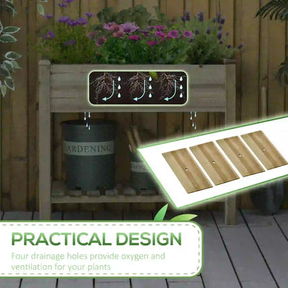 Elevated Wooden Planter Box With Legs And Storage Shelf, Green Elevated Garden Beds at Gallery Canada