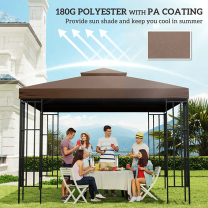 10' x 10' Square 2-Tier Gazebo Canopy Cover, Outdoor Garden Sun Shade, Coffee Gazebo Canopy Replacement at Gallery Canada