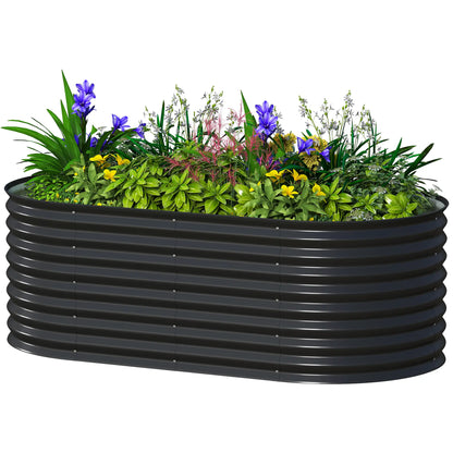 Galvanized Raised Garden Bed, 5 x 2.5 x 2 ft, Oval Planter Box, Black Galvanized Planter Boxes Black at Gallery Canada