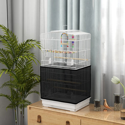 36" Bird Cage with Accessories, Handle, Mesh Cover, Tray, White Bird Cages at Gallery Canada