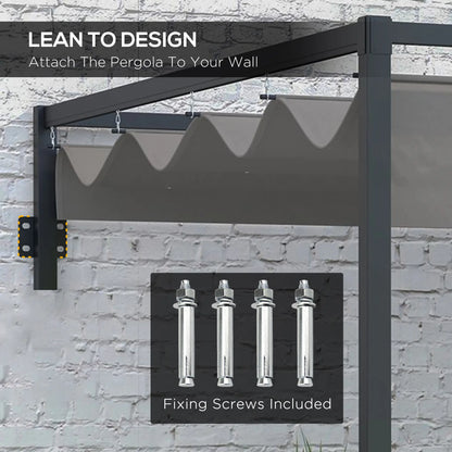 Pergola métallique 10' x 7', toit rétractable pour terrasse de jardin avec barbecue