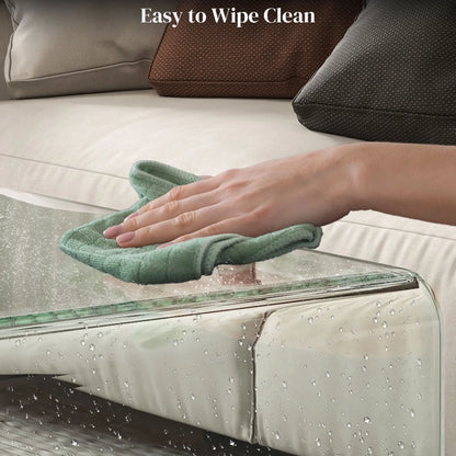 Clear Glass Coffee Table, Modern Rectangle Living Room Center Table, Safe Rounded Edges Coffee Tables at Gallery Canada