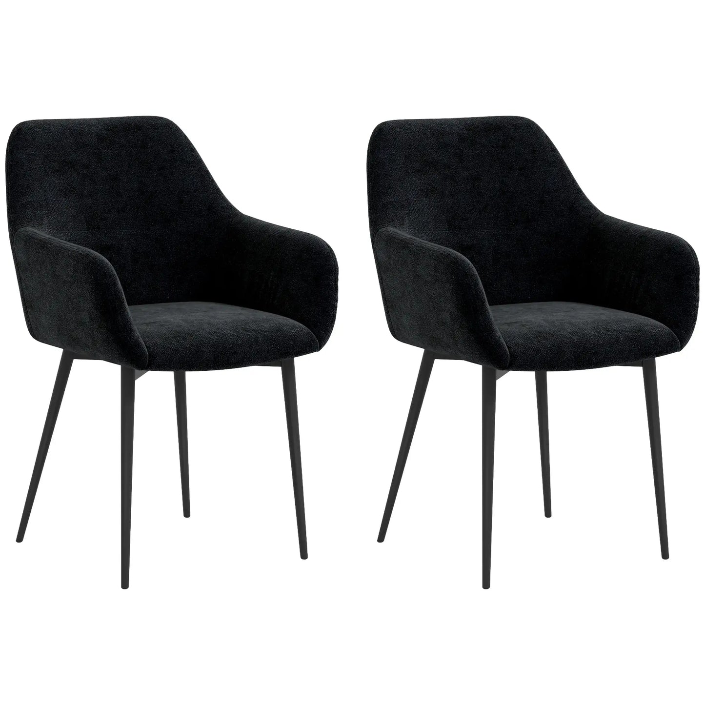 Velvet Fabric Dining Chairs Set Of 2, With Steel Legs, Black Dining Chairs at Gallery Canada