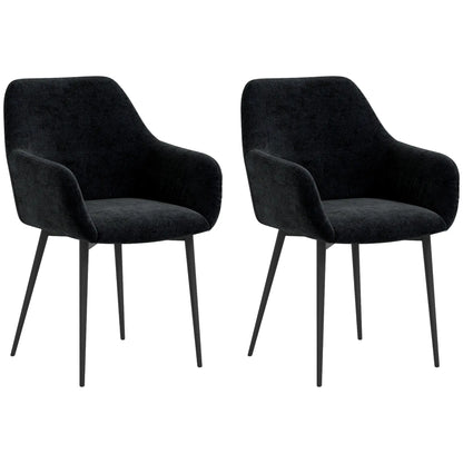 Velvet Fabric Dining Chairs Set Of 2, With Steel Legs, Black Dining Chairs at Gallery Canada