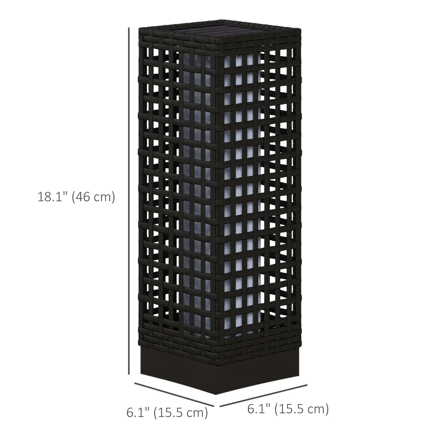 Wicker Solar Outdoor Lamp, Auto On/Off LED, IP44, Black Solar Post Lamps at Gallery Canada