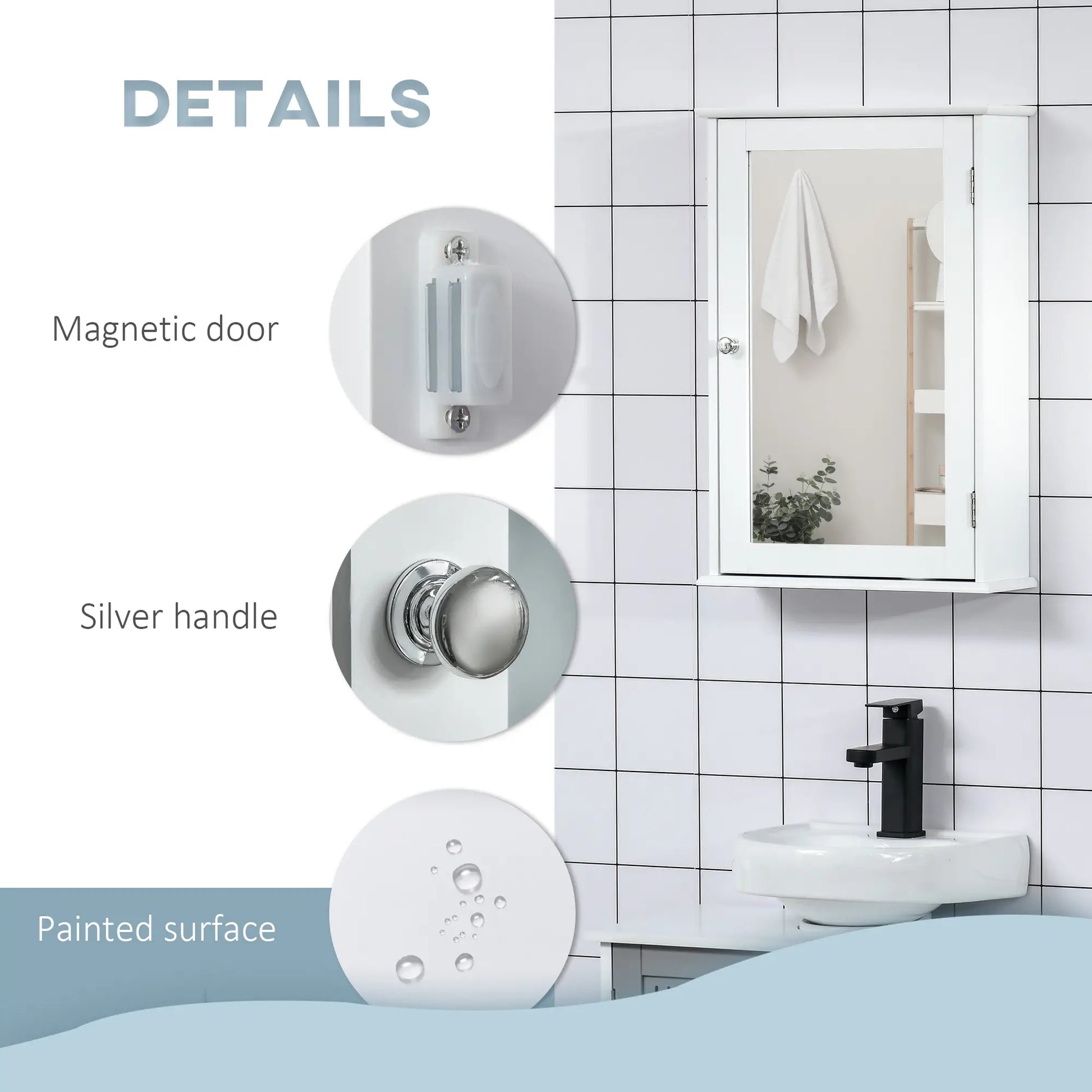 Wall Mounted Bathroom Mirror Cabinet, With Shelves, White Mirror Medicine Cabinets at Gallery Canada