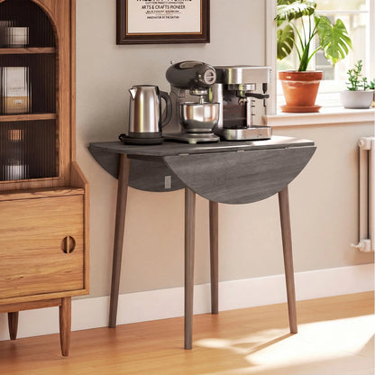 35" Folding Dining Table, Round Drop Leaf, Distressed Light Grey, Light Grey Dining Tables at Gallery Canada