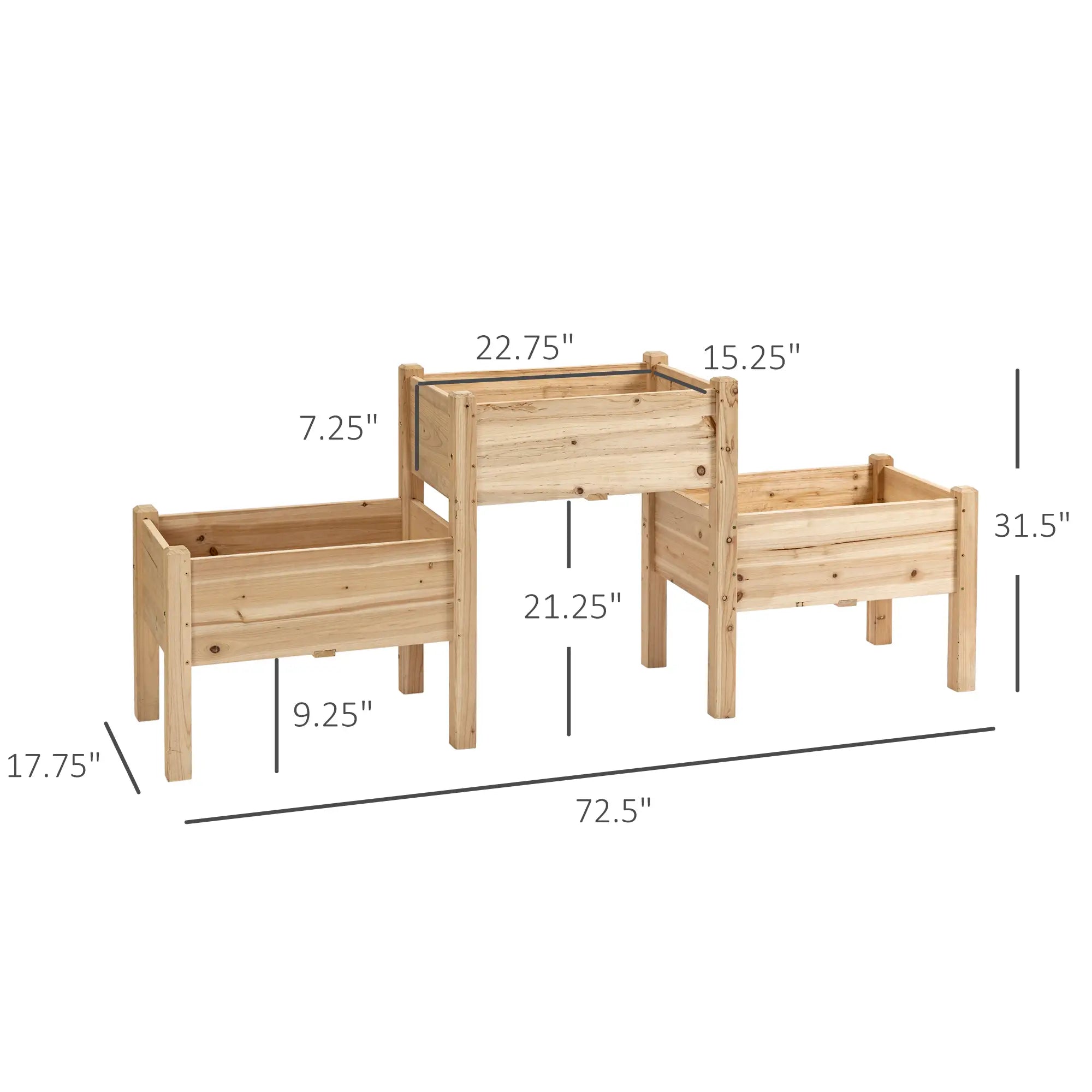 Freestanding Wooden Plant Stand, 3 Tier Raised Garden Bed, Natural Elevated Garden Beds at Gallery Canada
