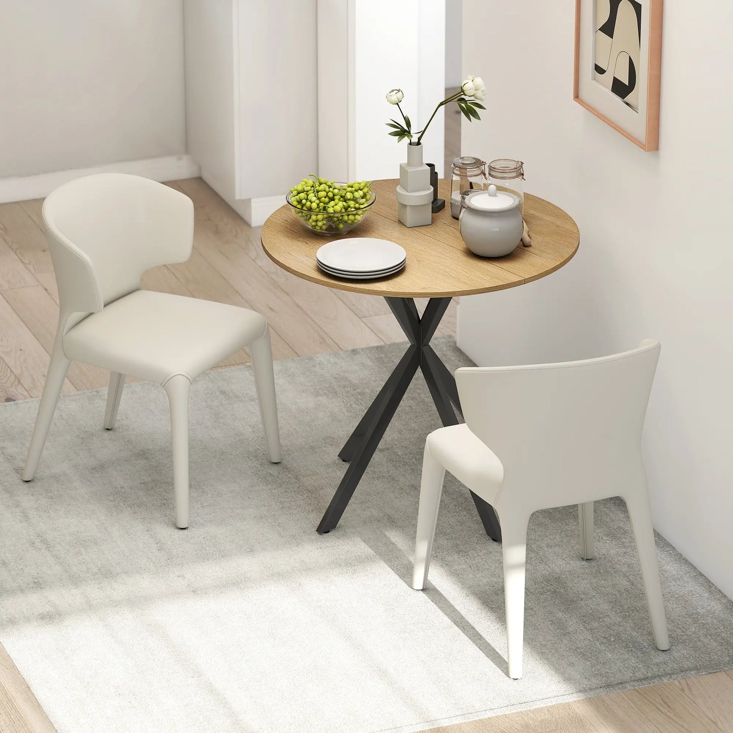 31.5" Industrial Round Dining Table, White Oak Dining Tables at Gallery Canada