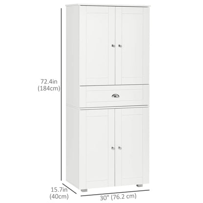 72" Kitchen Pantry Cabinet, 4 Doors, 3 Adjustable Shelves, White Kitchen Pantry Cabinets at Gallery Canada