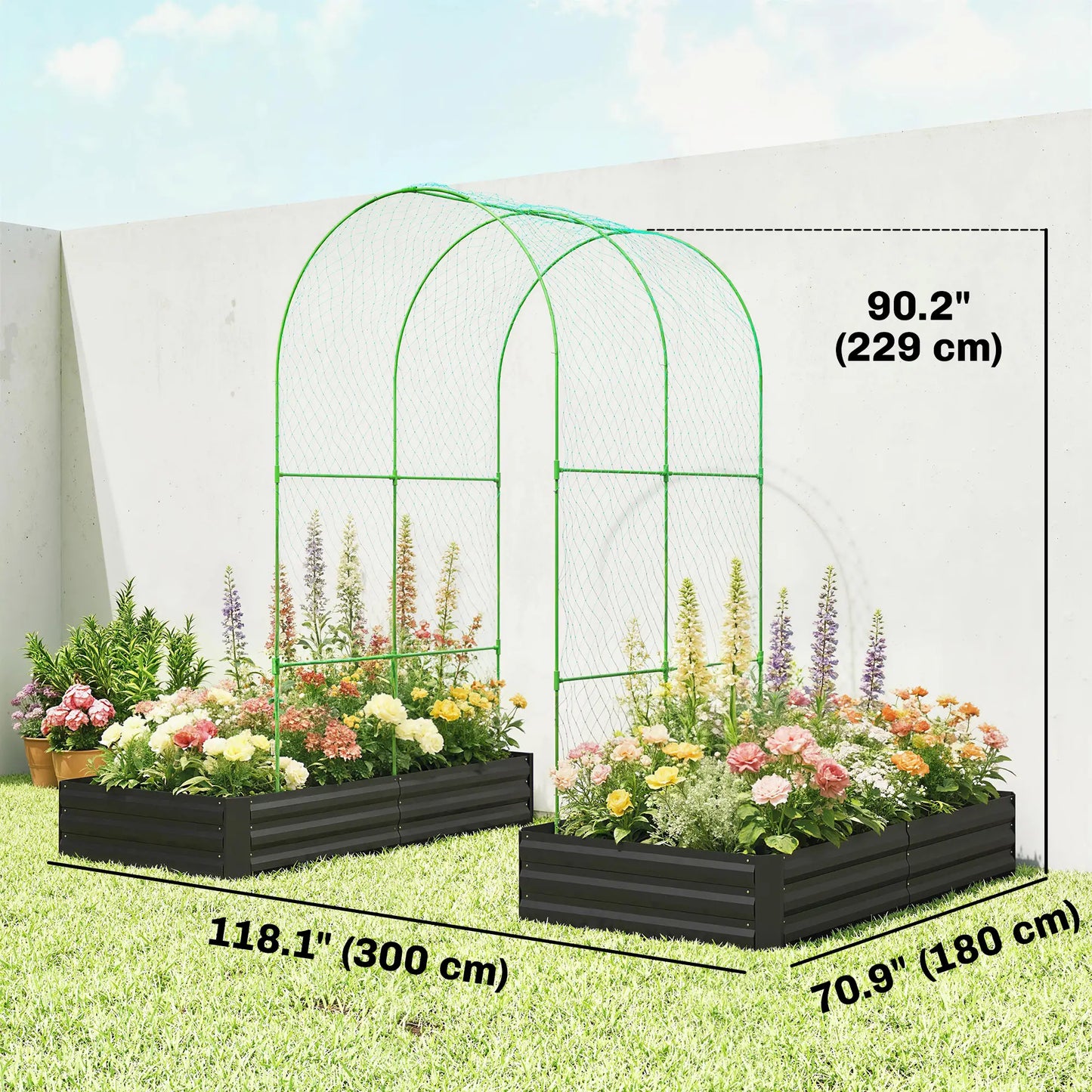 Metal Raised Garden Bed With Trellis, Galvanized Garden Kit, Black Galvanized Planter Boxes at Gallery Canada