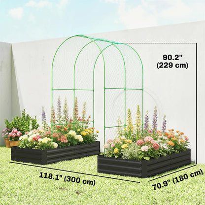 Metal Raised Garden Bed With Trellis, Galvanized Garden Kit, Black Galvanized Planter Boxes at Gallery Canada